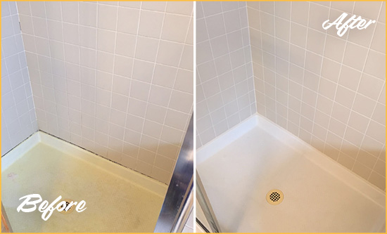 Before and After Picture of a Atlantic Beach Shower Sealed to Remove and Protect Against Mold