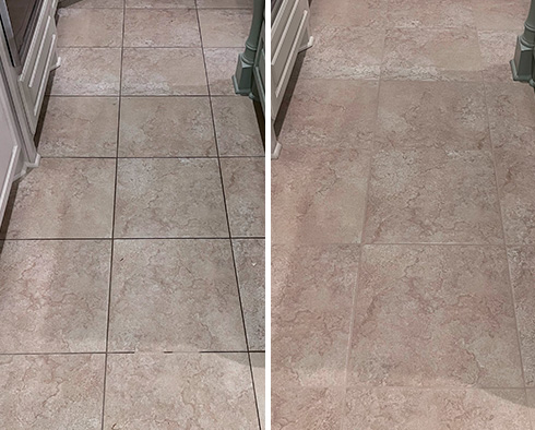 Floor Before and After a Grout Sealing in Jacksonville Beach, FL