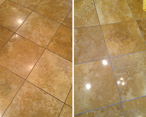 Floor Before and After a Stone Polishing in Orange Park, FL