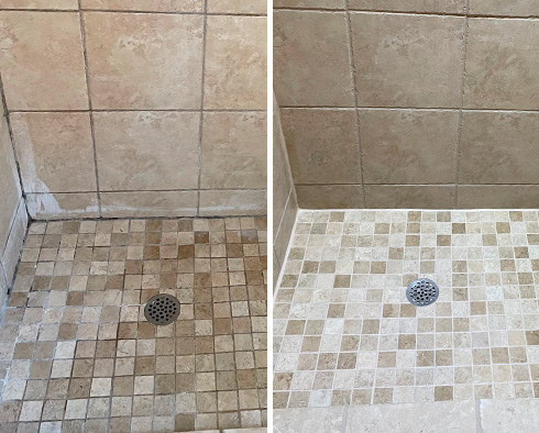 Shower Before and After a Grout Cleaning in Jacksonville, FL