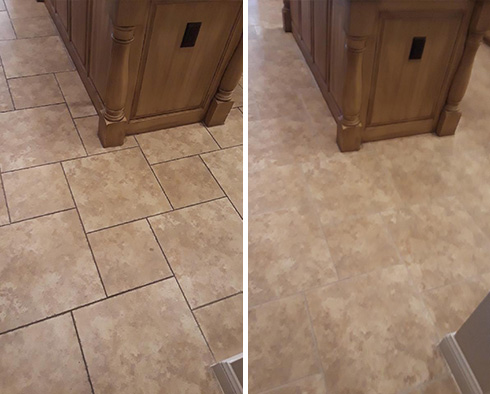 Tile Floor Before and After a Grout Sealing in Ponte Vedra Beach