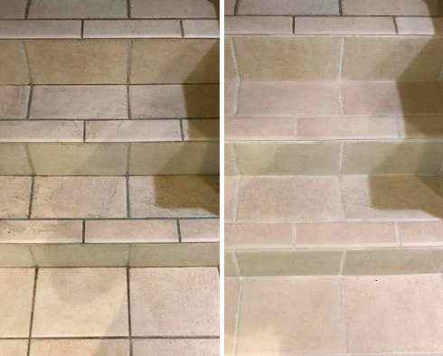 Surface Before and After a Grout Cleaning in Orange Park, FL