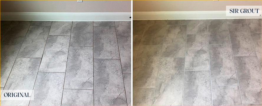 Floor Before and After a Flawless Grout Sealing in Jacksonville, FL