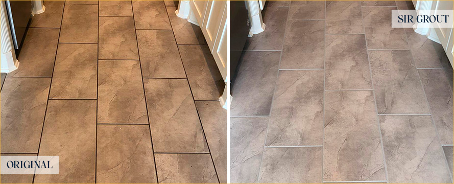 Floor Before and After a Superb Grout Sealing in Jacksonville, FL