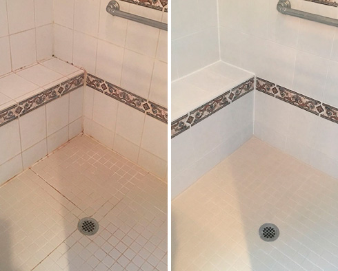 Shower Before and After Our Caulking Services in Jacksonville, FL 