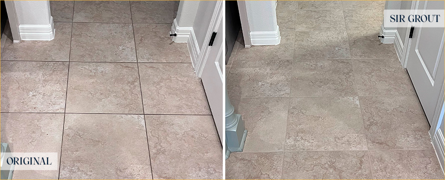 Floor Before and After an Excellent Grout Sealing in St. Johns, FL