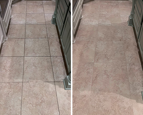 Floor Before and After a Grout Sealing in St. Johns, FL