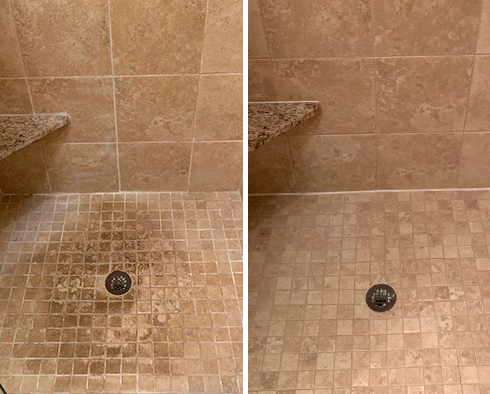 Shower Before and After a Tile Cleaning in Jacksonville, FL