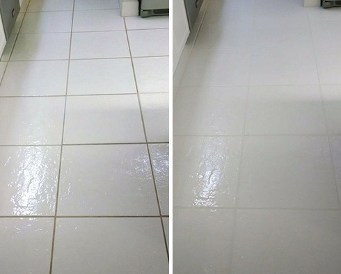 Floor Before and After a Grout Cleaning in Atlantic Beach, FL