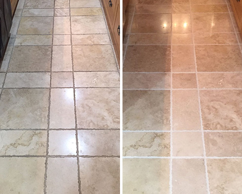 Floor Before and After a Grout Cleaning in Jacksonville, FL