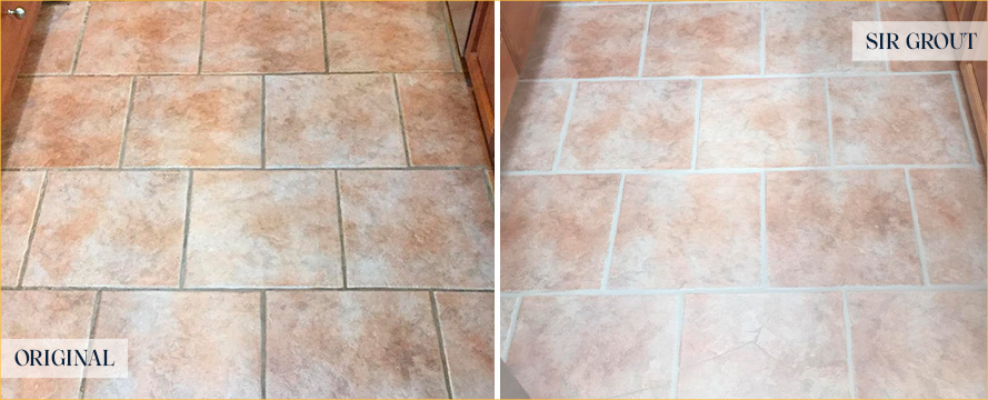 Floor Before and After a Flawless Grout Cleaning in St. Augustine, FL