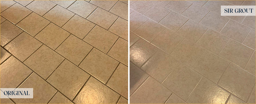 Floor Before and After a Superb Grout Cleaning in Orange Park, FL