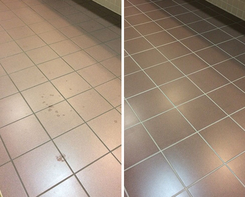 Floor Before and After a Grout Cleaning in Jacksonville, FL 