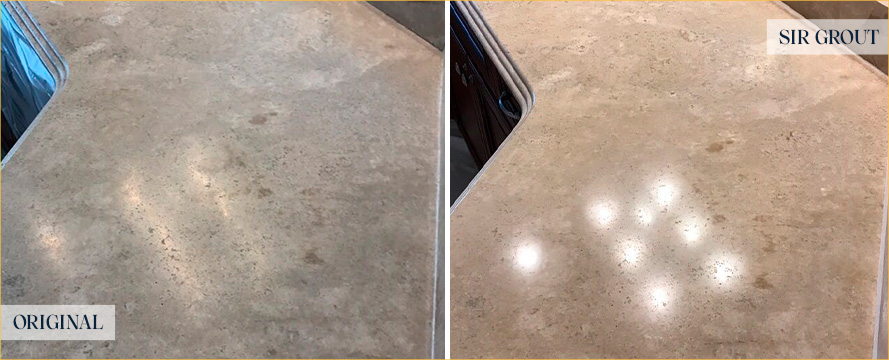 Vanity Top Before and After an Excellent Stone Polishing in Atlantic Beach, FL