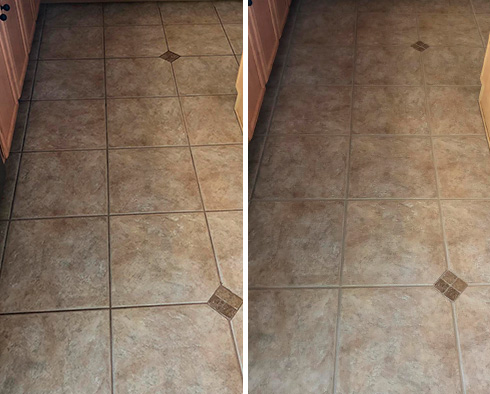 Floor Before and After a Grout Sealing in Atlantic Beach, FL