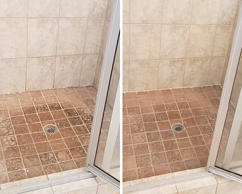 Shower Before and After a Stone Cleaning in Ponte Vedra Beach, FL