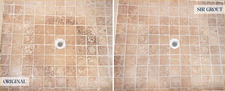 Shower Before and After a Superb Stone Cleaning in Ponte Vedra Beach, FL