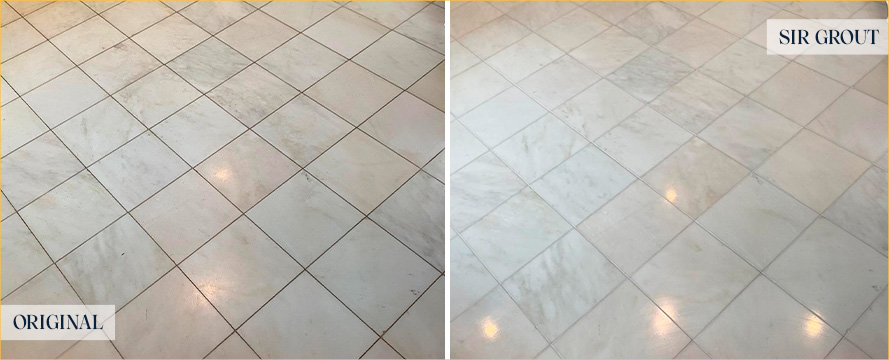 Floor Before and After a Flawless Stone Polishing in Neptune Beach, FL