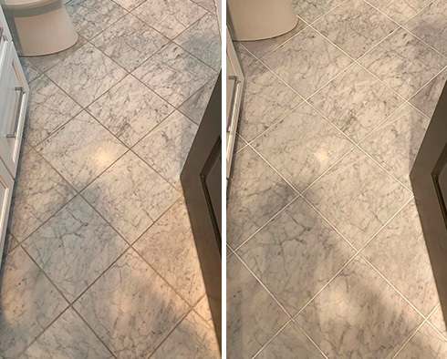 Floor Before and After a Stone Polishing in Neptune Beach, FL