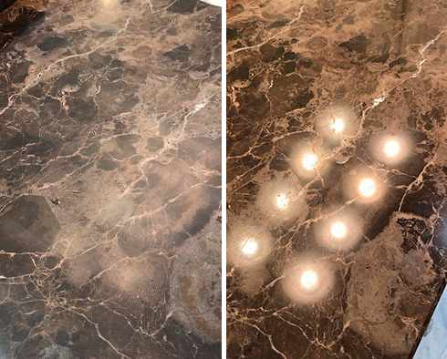 Vanity Top Before and After a Stone Cleaning in Jacksonville, FL