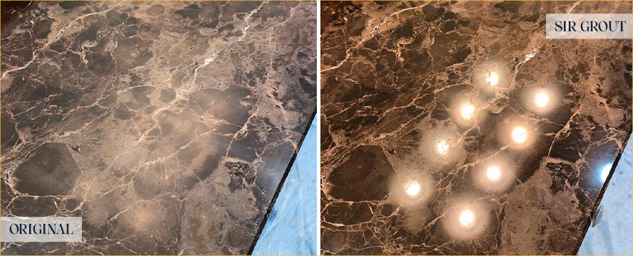 Vanity Top Before and After an Excellent Stone Cleaning in Jacksonville, FL