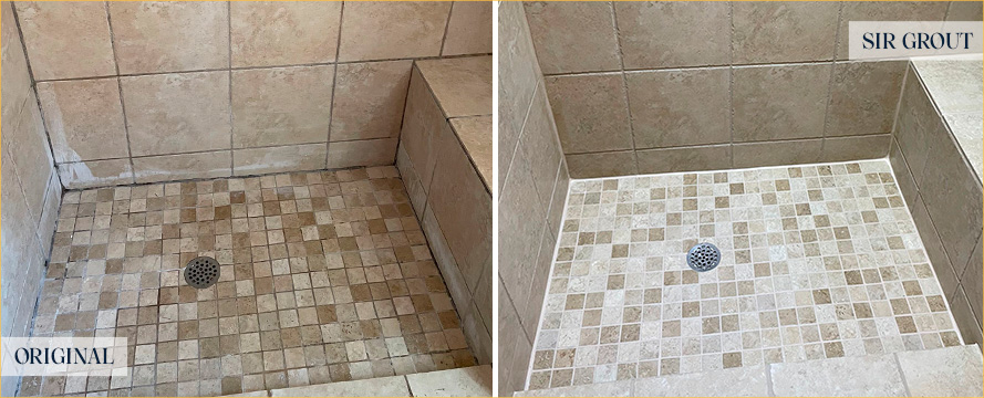 Shower Before and After an Excellent Tile Cleaning in Ponte Vedra Beach, FL