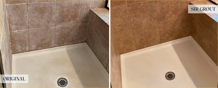 Shower Before and After a Flawless Tile Cleaning in Jacksonville, FL