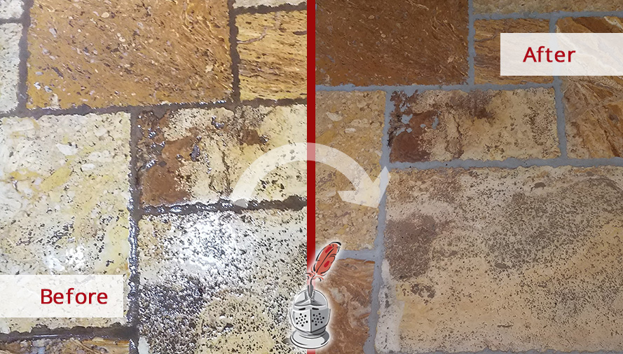 Before and After Picture of a Stone Cleaning Service in Jacksonville, FL