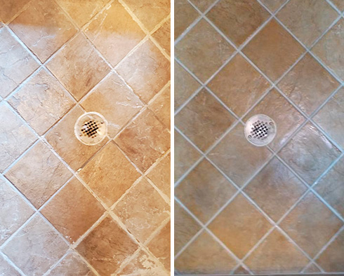 Shower Before and After Grout Sealing in Jacksonville, FL