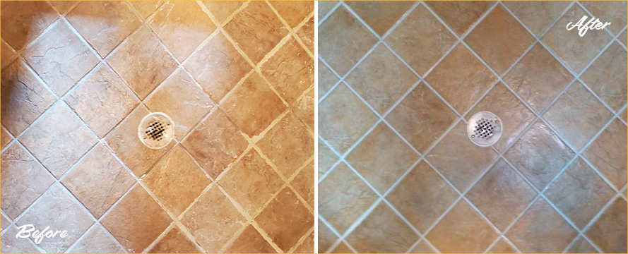 Shower Before and After Grout Sealing in Jacksonville, FL