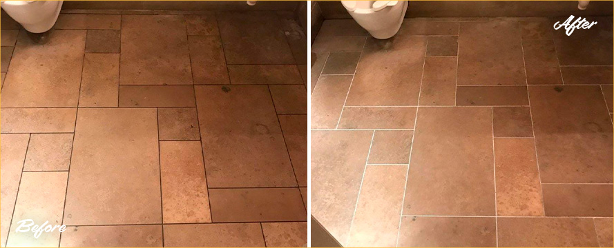 Full Lobby Before and After Our Stone Cleaning in Jacksonville, FL