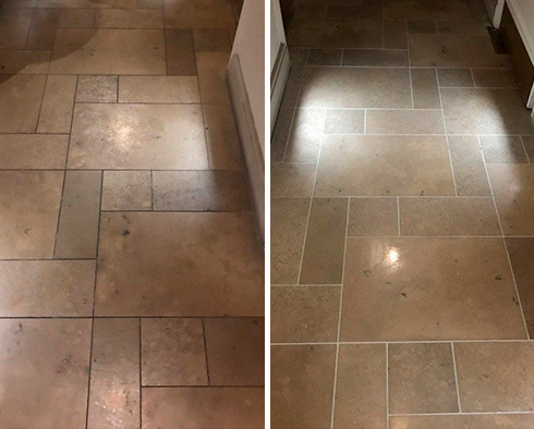 Lobby Before and After Our Stone Cleaning in Jacksonville, FL