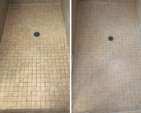 Shower Before and After a Grout Sealing in Ponte Vedra Beach, FL