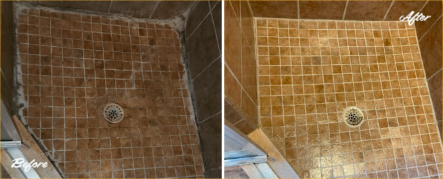 Shower Floor Restored by Our Tile and Grout Cleaners in Neptune Beach, FL