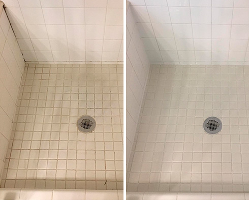 Shower Before and After Our Grout Sealing in Atlantic Beach, FL
