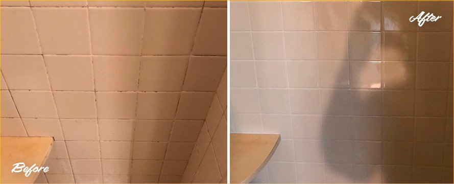 Shower Before and After Our Remarkable Hard Surface Restoration Services in Jacksonville, FL