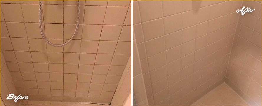 Shower Before and After Our Top-Notch Hard Surface Restoration Services in Jacksonville, FL