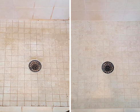 Shower Before and After Our Caulking Services in Jacksonville, FL