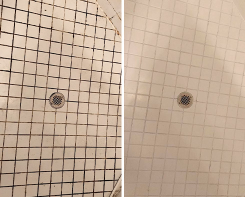 Shower Before and After Our Hard Surface Restoration Services in Jacksonville, FL