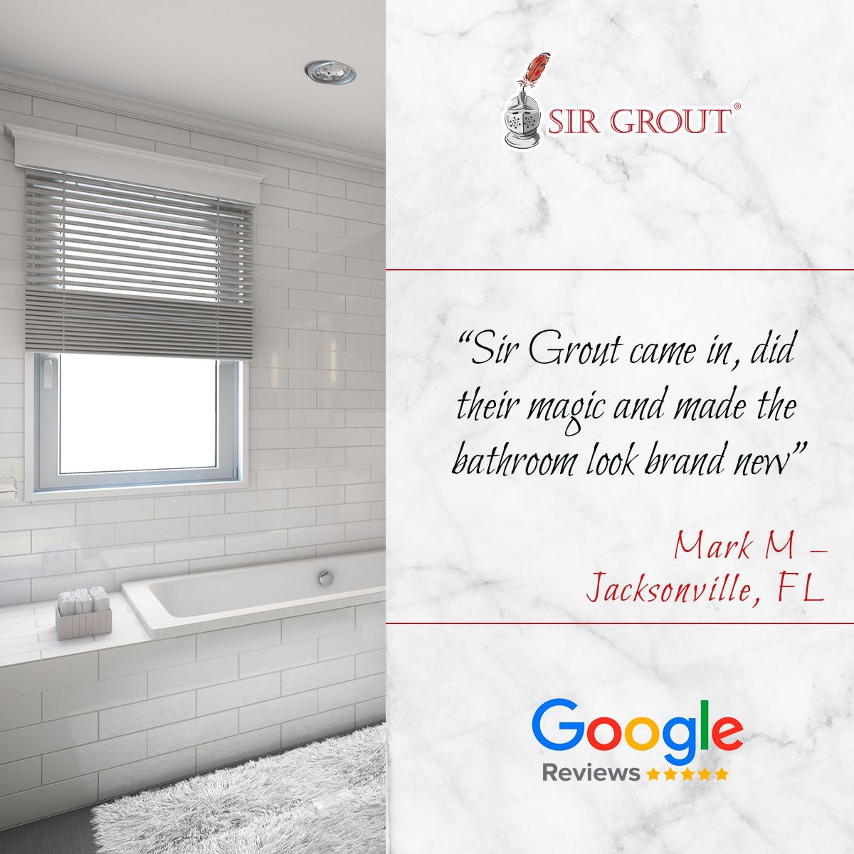 Sir Grout came in, did their magic and made the bathroom look brand new.