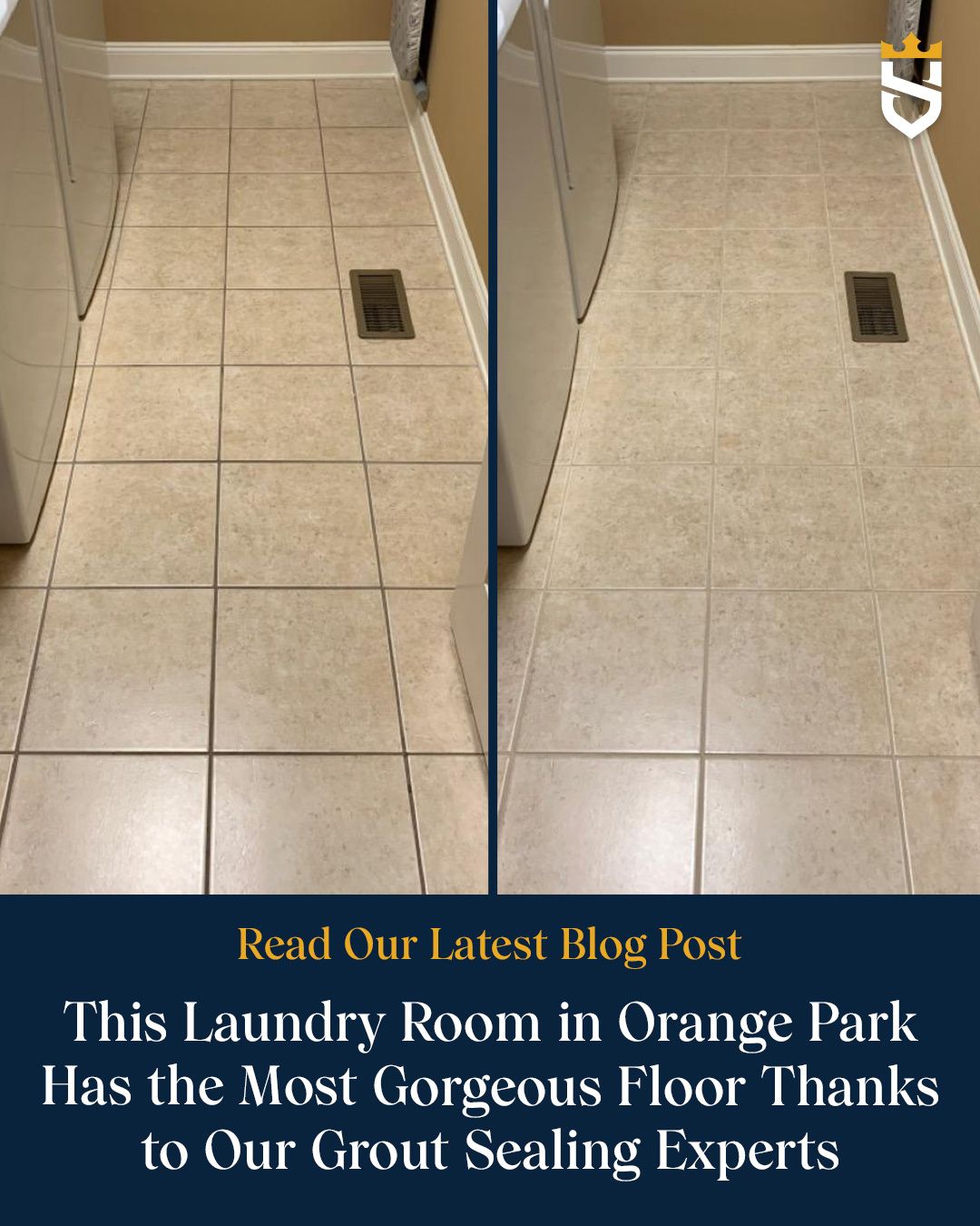 This Laundry Room in Orange Park Has the Most Gorgeous Floor Thanks to Our Grout Sealing Experts